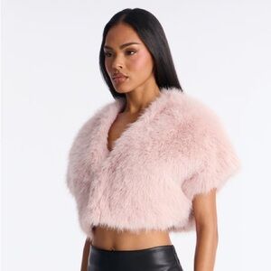 Fashion Nova Elegant Pink Faux Fur Women's Shrug Jacket Size Medium NWT $50